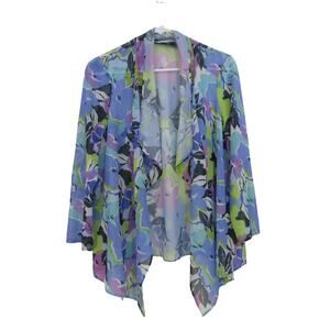 Jessica Howard Multi Color Floral Mesh Top Womens sz M Boho Fairy Whimsical